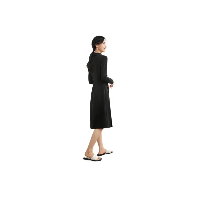 Mo Han Yi Mei Long Sleeved Dresses Women's Black-1