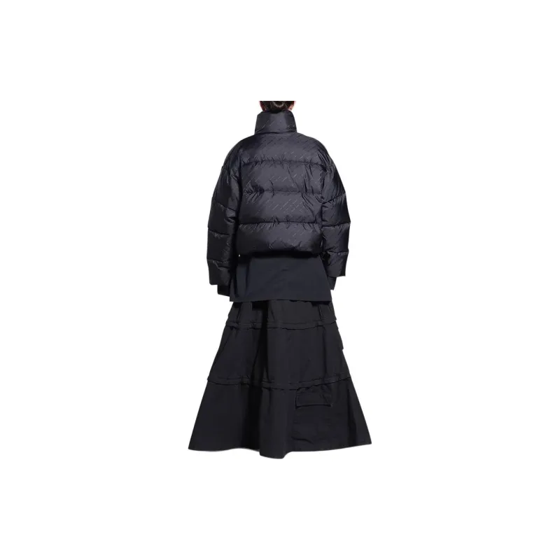 Balenciaga Women'ss Allover Logo Bb Puffer Jacket Black-3