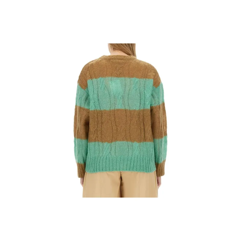 GANNI Striped Cable Knitted Jumper-4