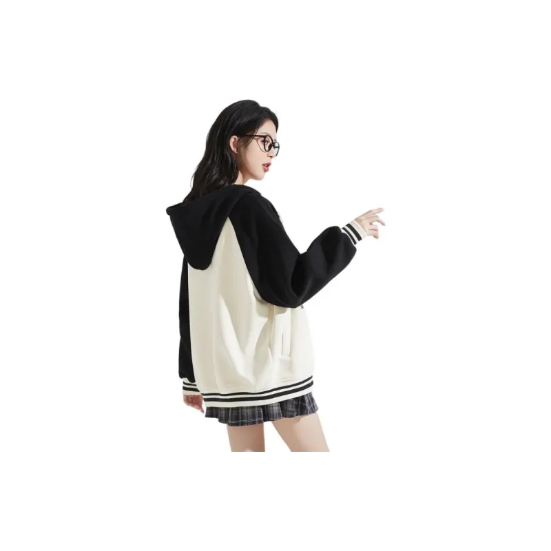 Tonlion Baseball Jacket Women's Beige Apricot-3