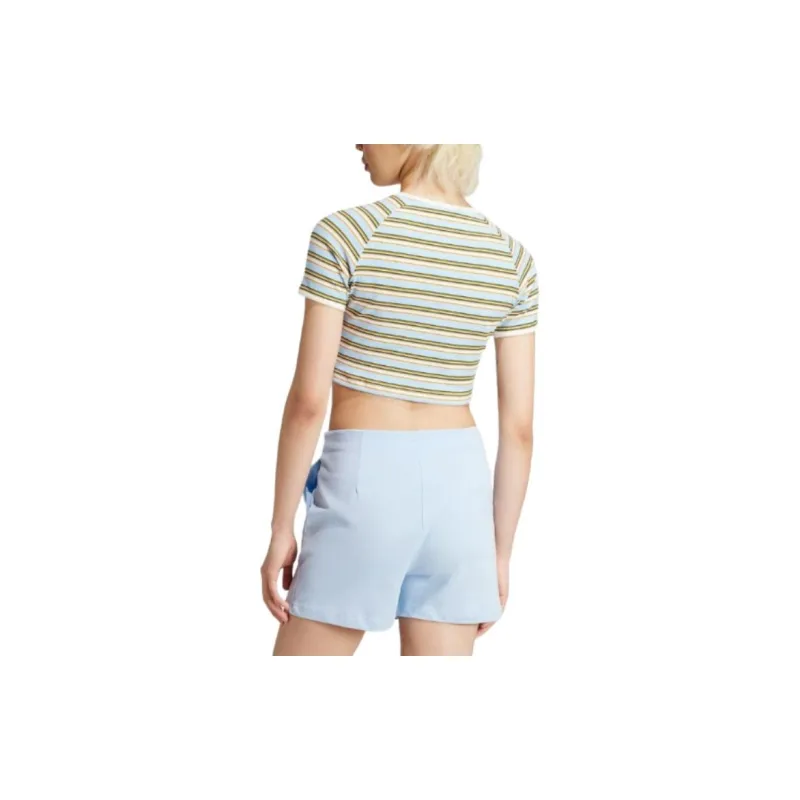 Adidas Originals Logo Printed Striped Cropped T Shirt-5