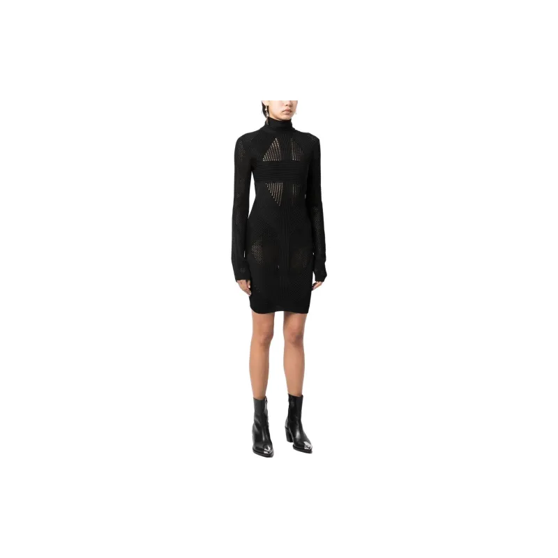 BALMAIN Back Zipped Turtleneck Mini Dress-3