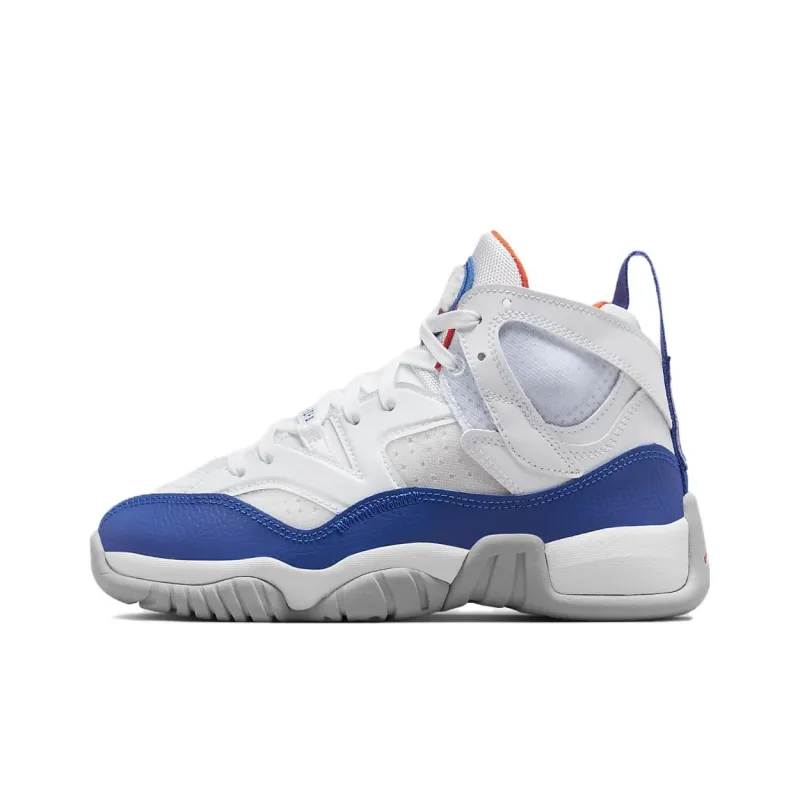 Jordan Jumpman Two Trey Slip Resistant Anti Kick High Top Children's Basketball Shoes White Blue Teenagers-0