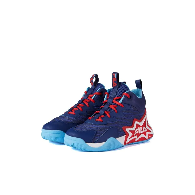 FILA KIDS Anti Slip Wear Resistant High Top Basketball Shoes Red Blue Kids'-2