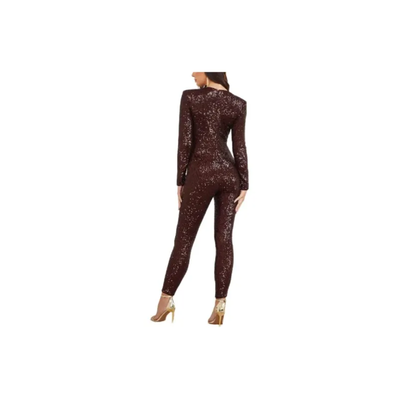 GUESS Sassy Sequin Jumpsuit Jumpsuit Women's Cold Brew Coffee-2