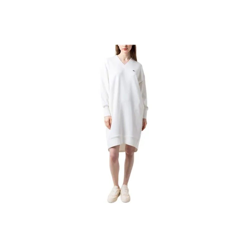 LACOSTE Long-Sleeved Dresses Women's White-2