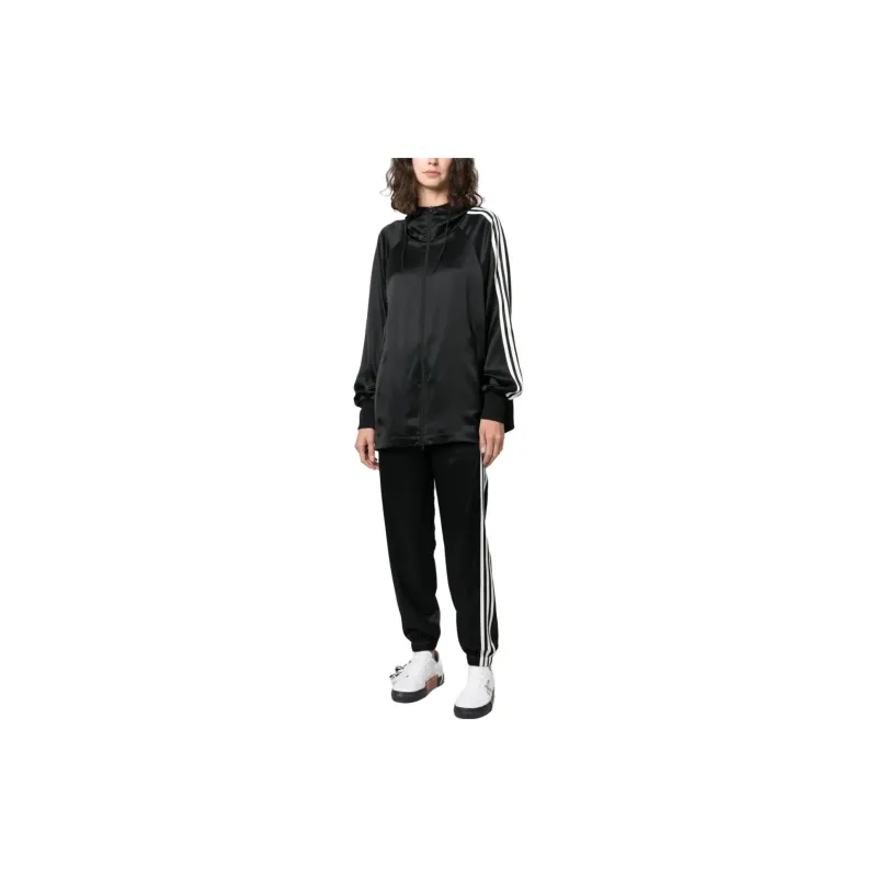 Adidas Women's Y 3 Tech Silk 3 Stripes Cuffed Tracksuit Bottoms Black-2