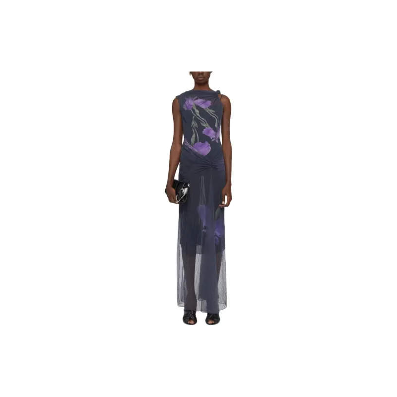 GIVENCHY Dress In Floral Dévoré Satin Jersey Sleeveless Dress Women's Purple-1