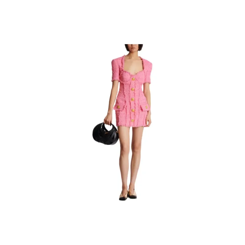 BALMAIN Button embellished Tweed Minidress-1
