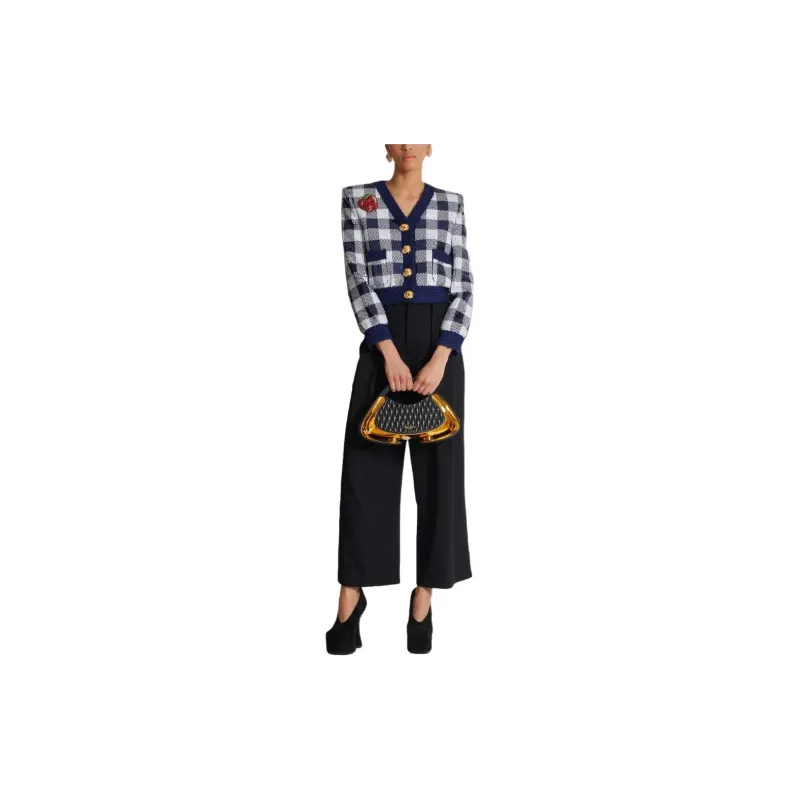 BALMAIN Sequined Cropped Knit Jacket-2