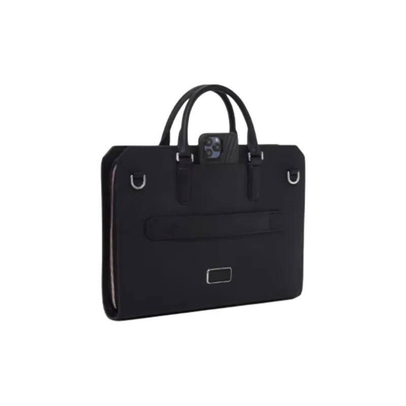 TUMI Cow Leather Portable One Shoulder Crossbody Briefcases Medium Size Men's Black-1