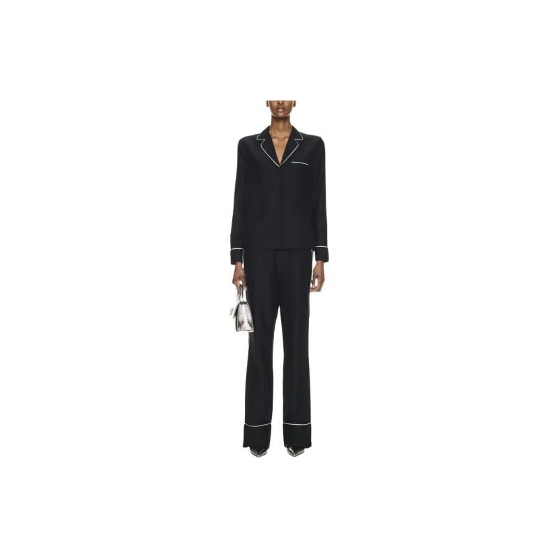 OFF WHITE High Waist Straight Leg Trousers-1
