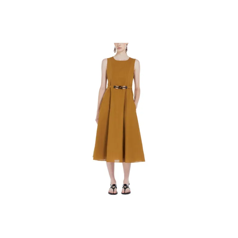 MaxMara Amelie Cotton linen Midi Dress-2
