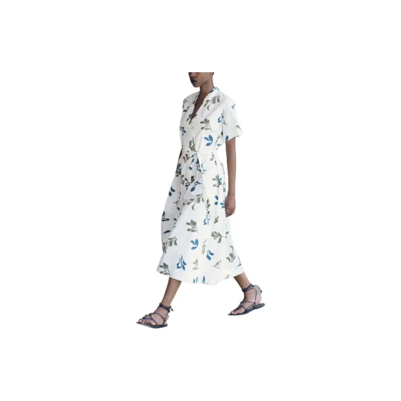 ZARA Short Sleeved Dress Women's White-4