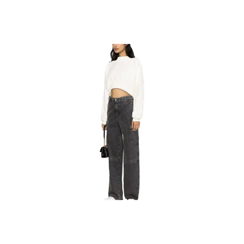 OFF-WHITE Long-Sleeved Crewneck Cropped Sweatshirt-3