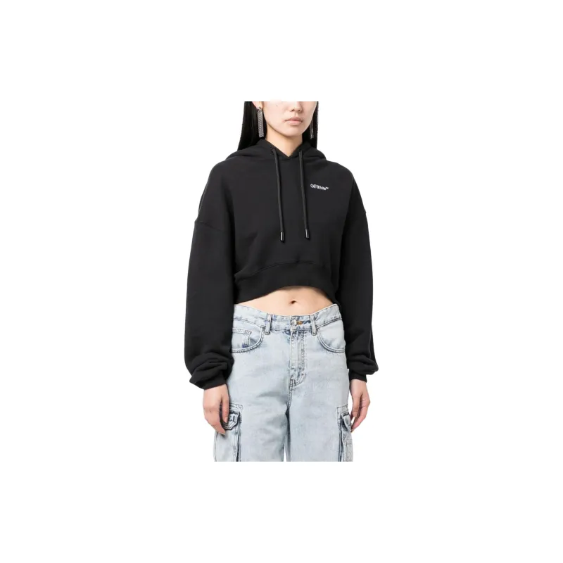 OFF WHITE Logo print Cropped Hoodie-3