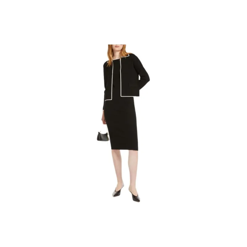 MaxMara Studio Luglio Collection Stretch Viscose Dress Short Sleeved Dresses Women's Black-3
