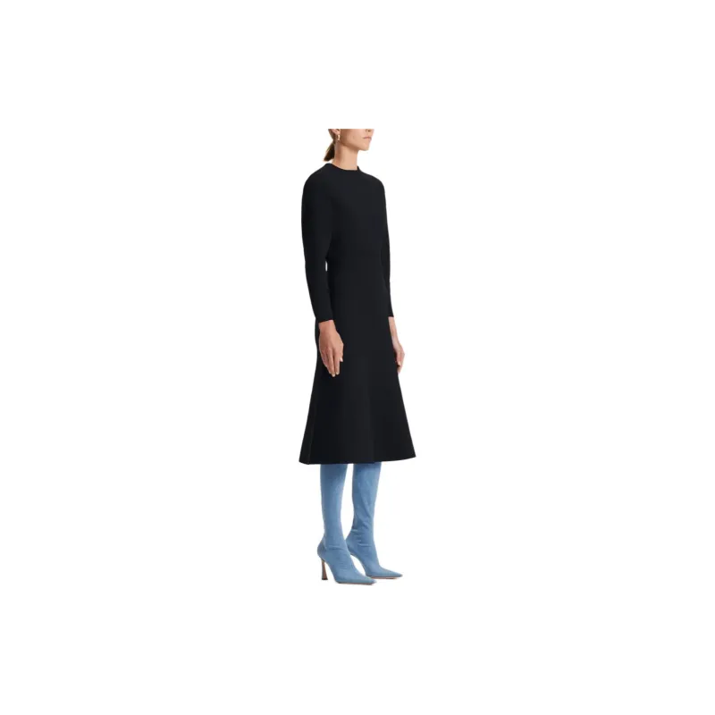 SCANLAN THEODORE Crepe Knit Cocoon Dress Long-Sleeved Dresses Women's Black-2