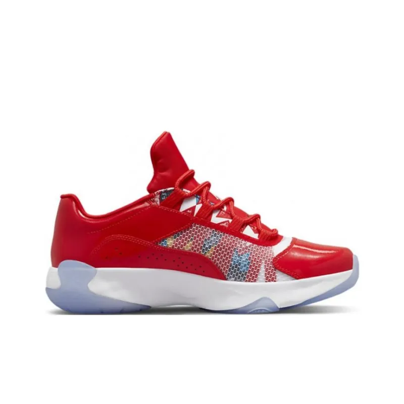 Jordan Air Jordan 11 Anti Slip Wear Resistant Low Top Vintage Basketball Shoes Men's Red White-1
