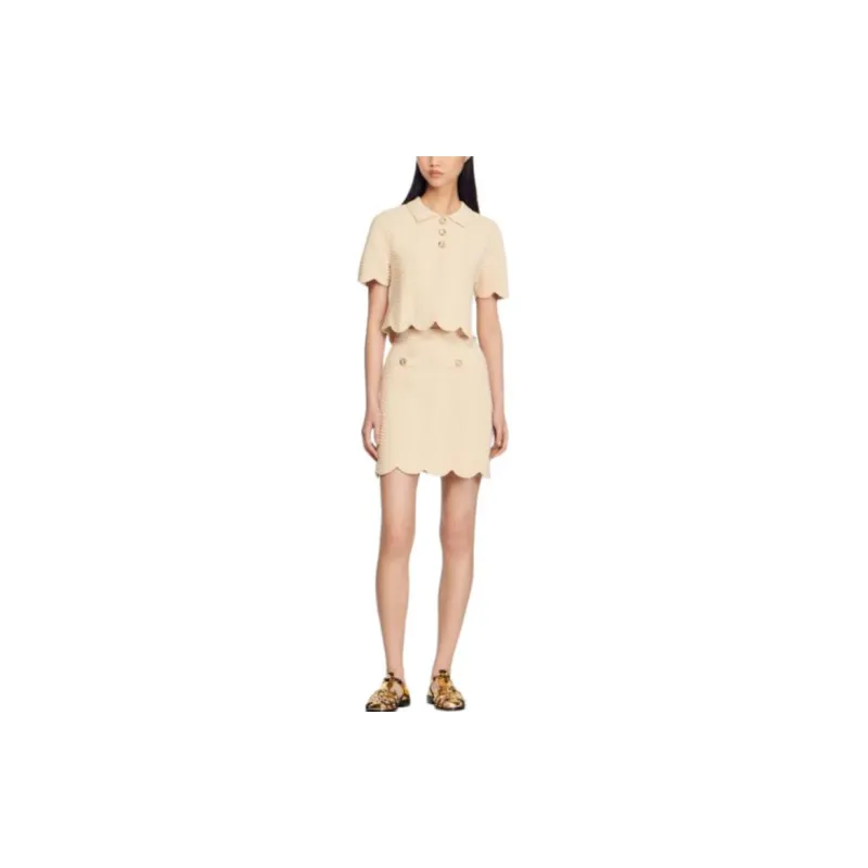 Sandro Casual Short Skirts Women's Beige-1