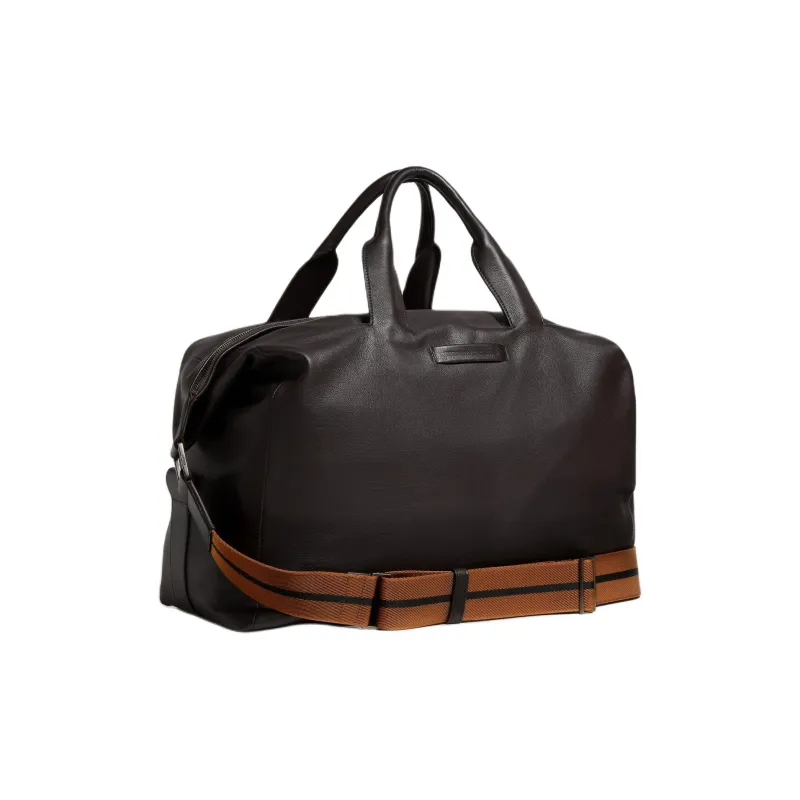 Zegna Calfskin Handbag Unisex Dark Brown-1
