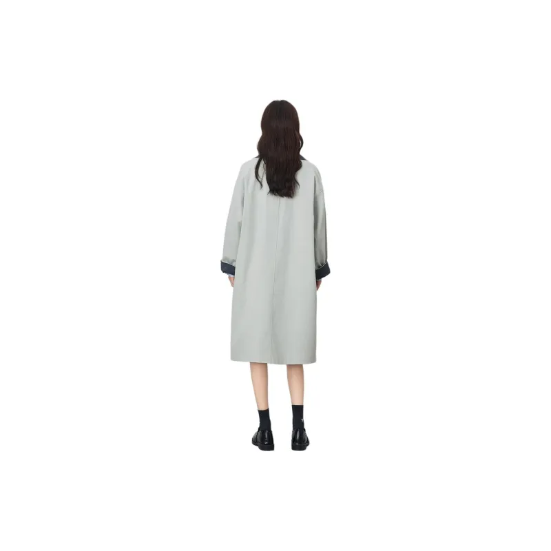 Dajia Poetry Mid Length Trench Coat Women's Khaki/Gray White-1
