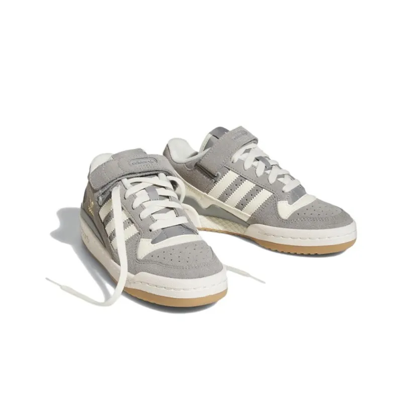 Adidas Originals FORUM J Anti Slip Wear Resistant Low Top Skateboard Shoes Gray White Teenagers-2