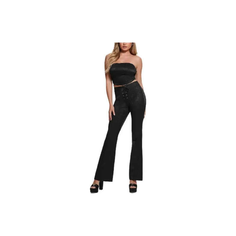 GUESS FW23 Kiersten Lace-Up Pants Jeans Women's Black-2
