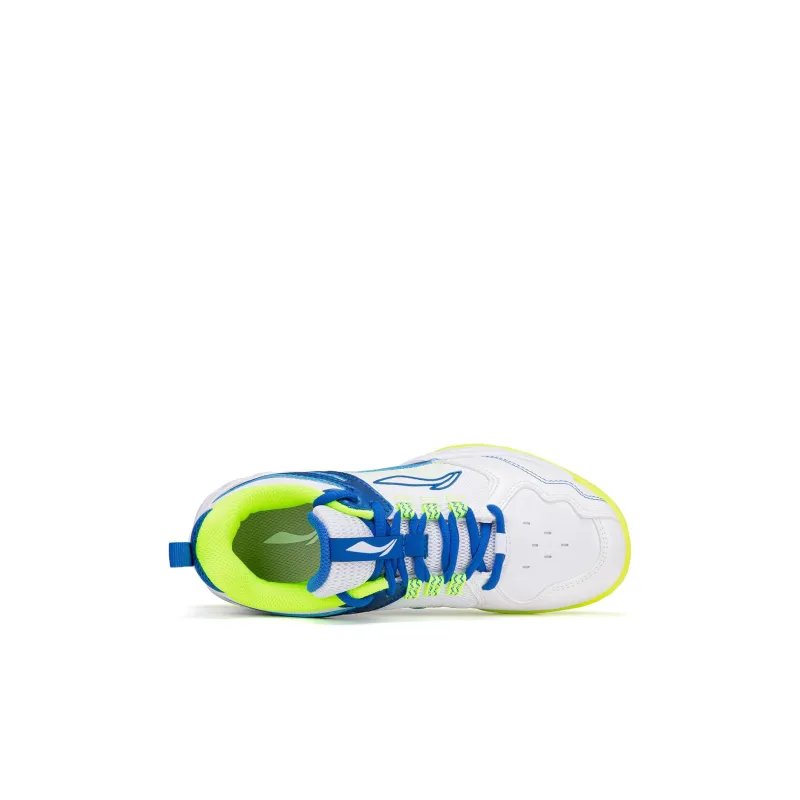 LiNing Sound Waves Anti Slip Wear Resistant Badminton Shoes White Blue Kids'-4