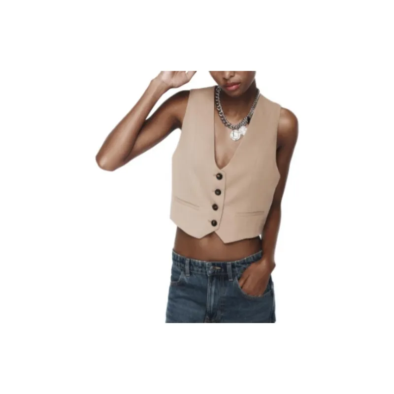 ZARA Tank Tops Women's Tan-3