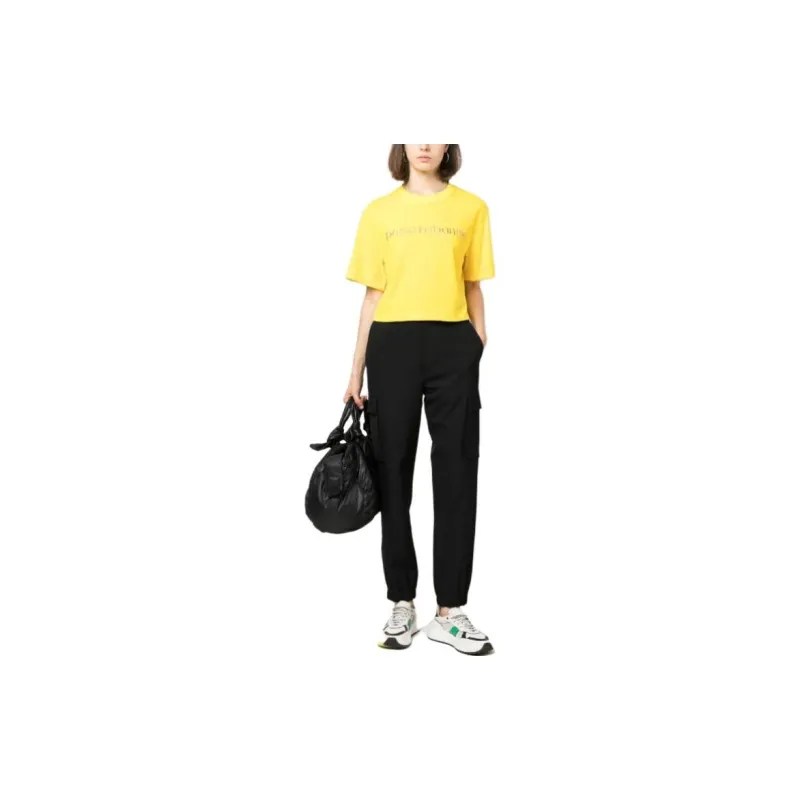 Paco Rabanne Logo Embroidered Cropped T Shirt-2