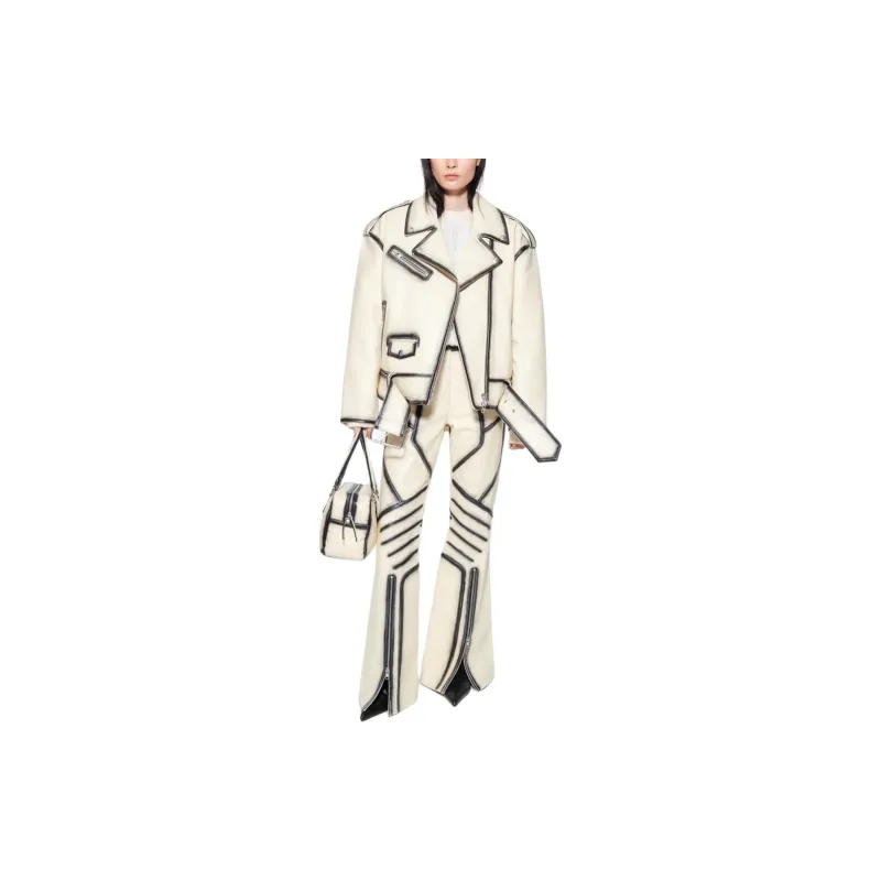 STAND STUDIO FW24 Leather Jacket Women's Feather White-1