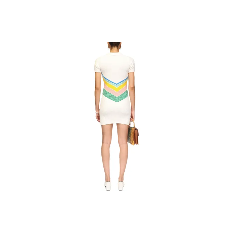 CASABLANCA FW24 Pre Fall Collection Short Sleeved Dress Women's White-4