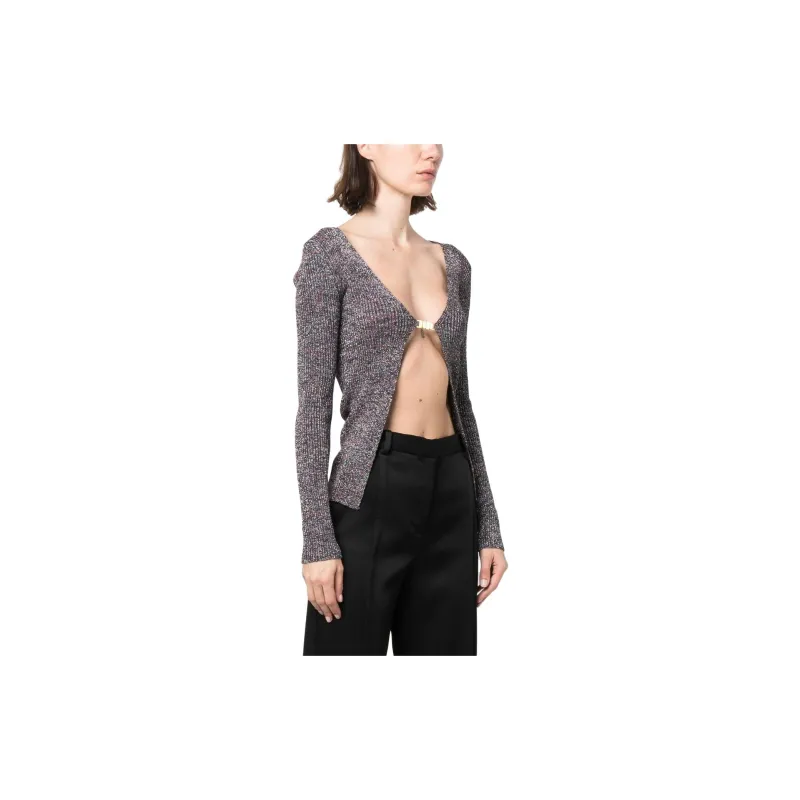 GCDS Open-Front Logo-Buckle Glittered Cardigan-3
