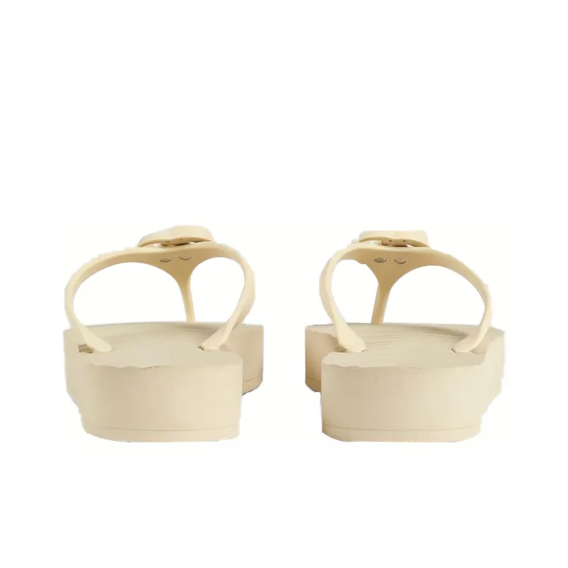 GUCCI Chevron Thong Sandal White Rubber Women's-3