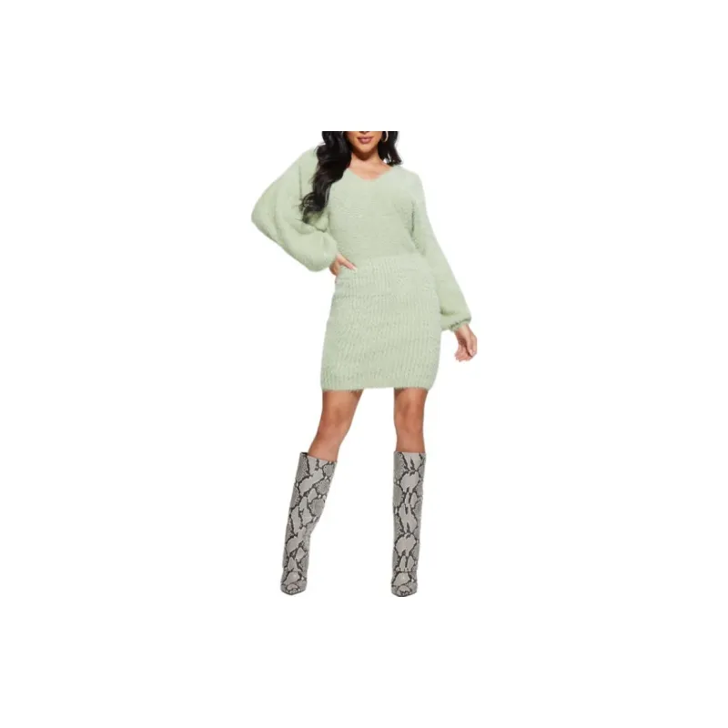 GUESS Long-Sleeved Dresses Women's Green-2