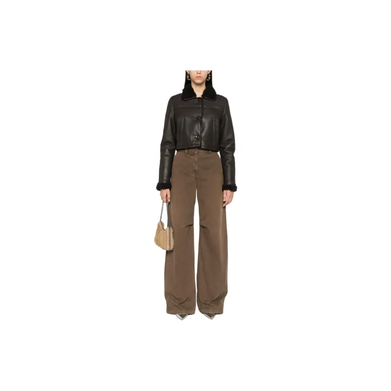 MANOKHI FW24 Leather Jacket Women's Dark Brown-1