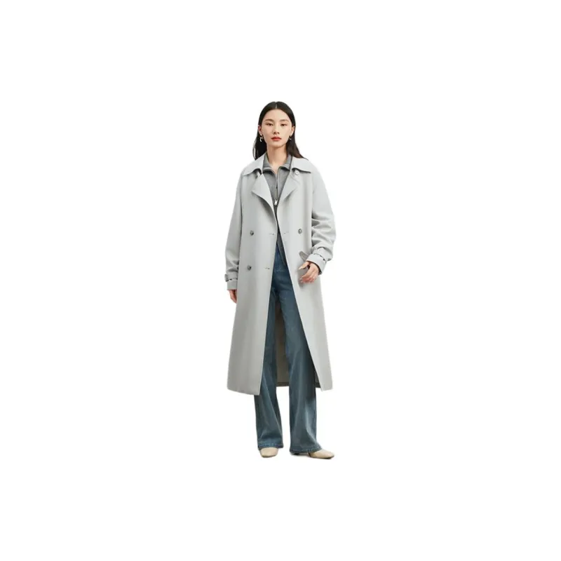 TKY SHOP Trench Coat Women's Gray-2