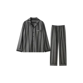 MEITENG Pajama Set Spring And Fall Season Men's Brown Gray