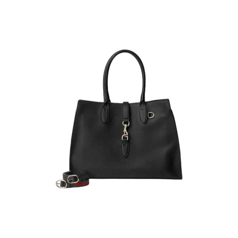 GUCCI Leather Tote Bag Shopping Bag Shoulder Bag Handbag Large Size Women's Black-1
