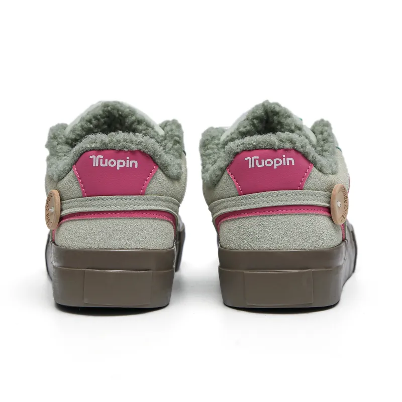 TUOPIN Warm Slip-Resistant Low-Top Skateboard Shoes Women's Mint Green-2