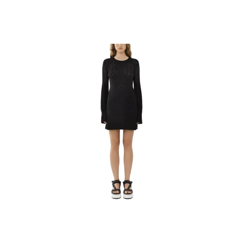 Chloé Knitted Long-Sleeved Crewneck Dress-2