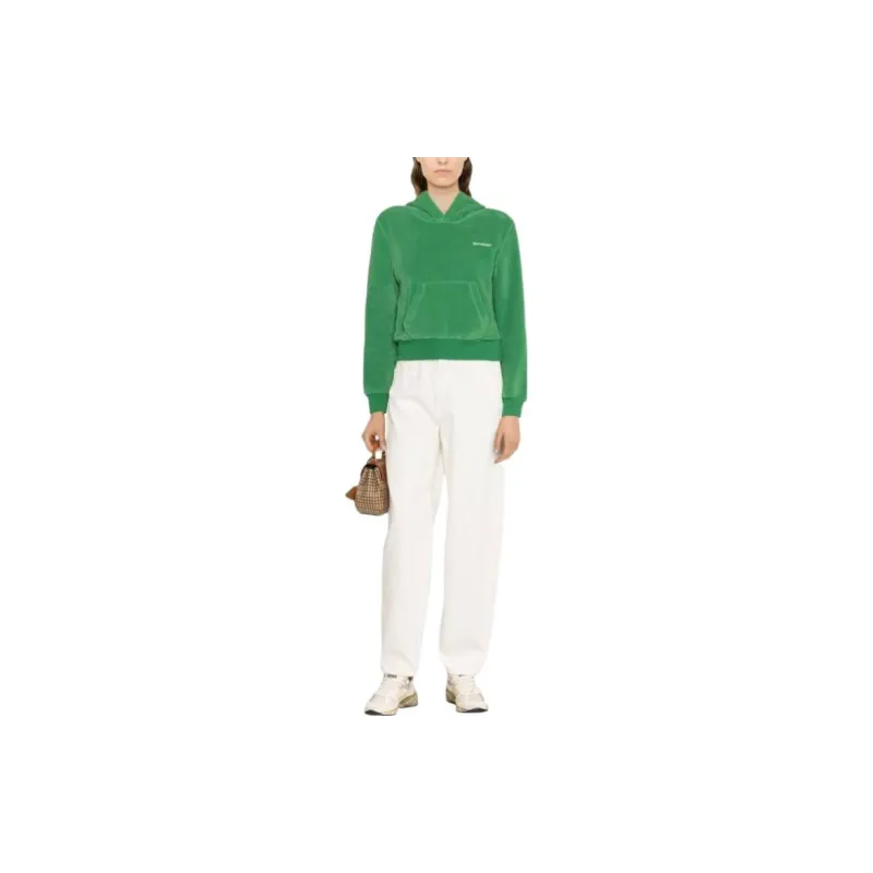 SPORTY & RICH Logo embroidered Fleece Hoodie-1