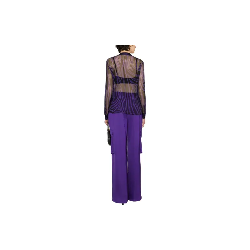 VERSACE Striped Buttoned Blouse-1