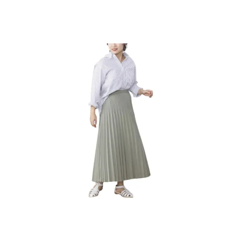 Beams Casual Long Skirts Women's Olive Green-1