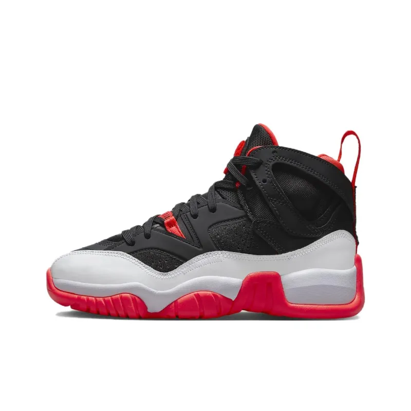 Jordan Jumpman Two Trey Slip-Resistant Anti-Kick High-Top Children's Basketball Shoes White Black Red Teenagers-0