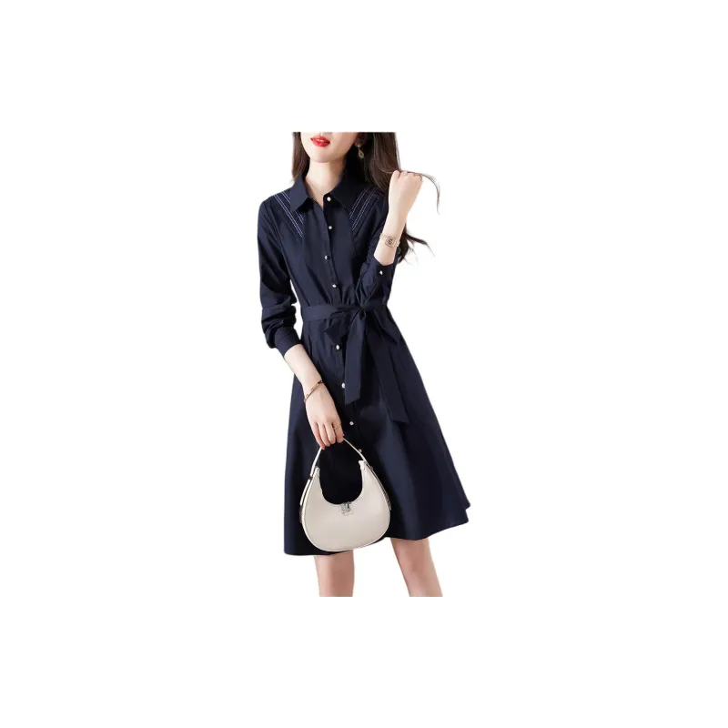 XWI Long Sleeved Dress Women's Navy Blue-3