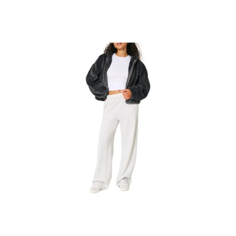 Hollister Velvet-feel Coat Women's Charcoal Gray-1