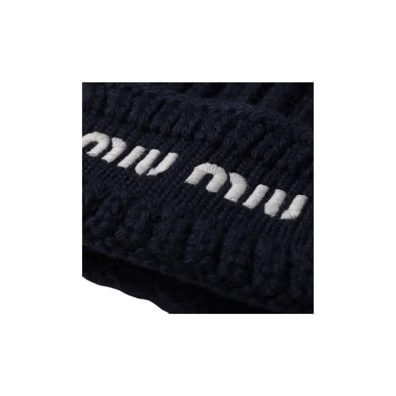 MIU MIU Fabric Beanies Unisex Blue-2