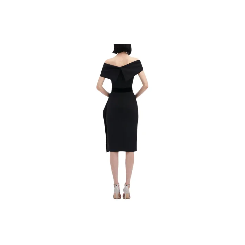 Oscar De La Renta Ribbon Detailed Off shoulder Cocktail Dress-2